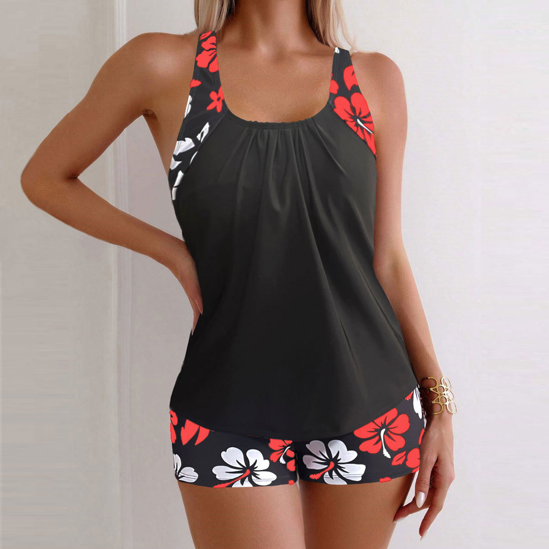 Tankini Rouge Camille | Red Floral Tankini Set – Helen's Coastal Boutique Victoria